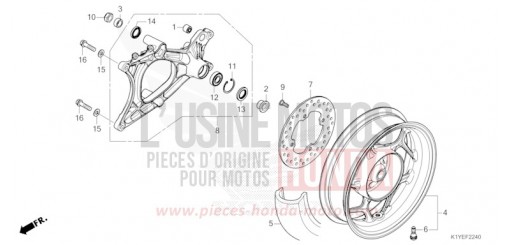 ROUE ARRIERE/BRAS OSCILLANT (DISK BRAKE) WW125SS de 2025